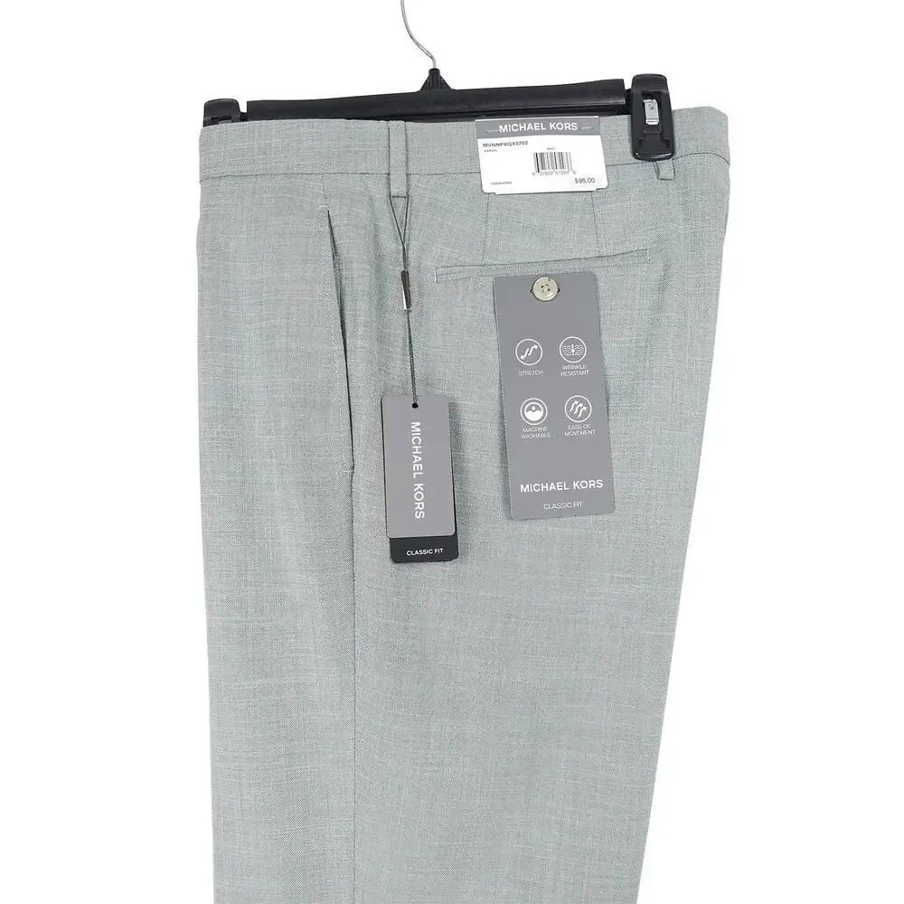 Michael Kors Mens Classic Fit Dress Pants 30x30 Mint Green Sharkskin Stretch NWT